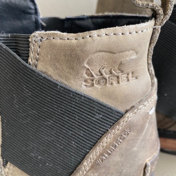 SOREL genuine leather Ladies US 8 ankle boots taupe khaki green hue waterproof - Picture 8 of 16